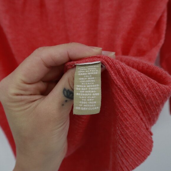 Knitted & Knotted Wool Alpaca Sweater Womens M Coral Soft Girl Coquette Romantic - Picture 4 of 16